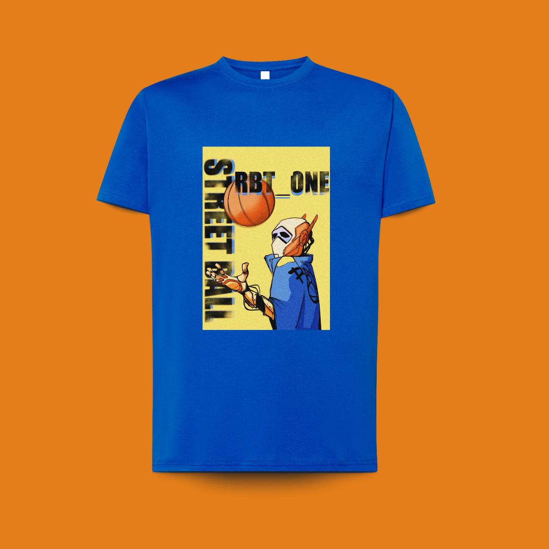 camiseta 100% algodón royal blue RBT-ONE pecho. para amantes del baloncesto