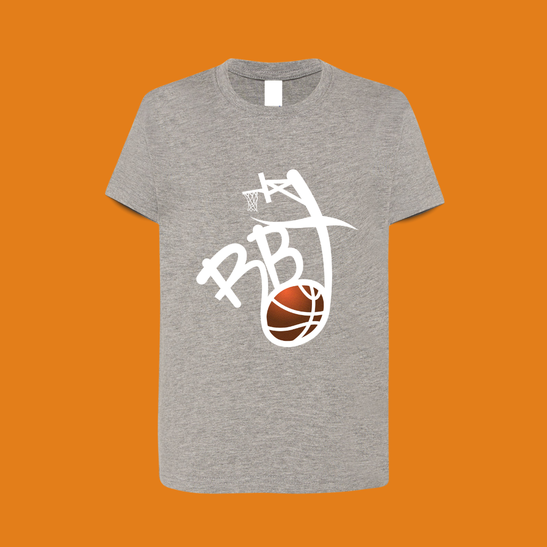 camiseta 100% algodón RBT basketball gris diseño origen