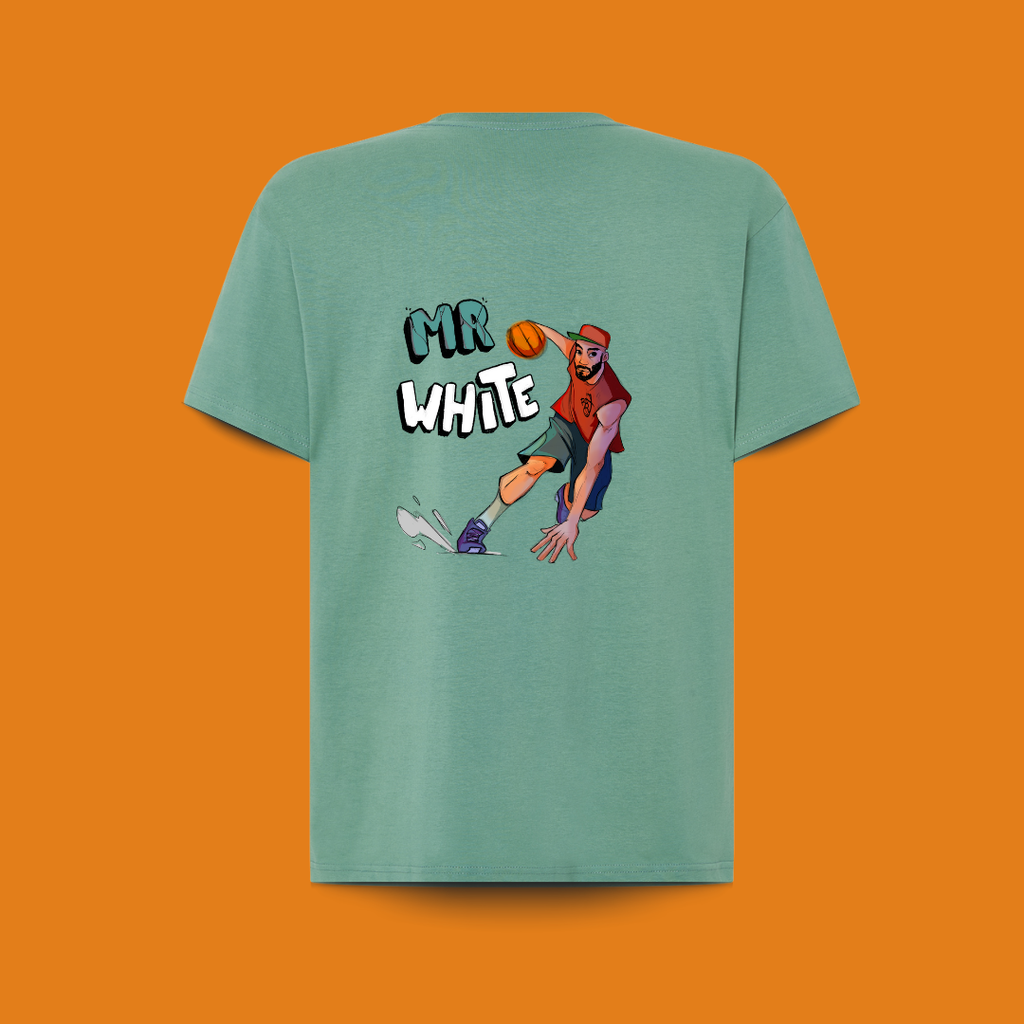 camiseta 100% algodón premium diseño mr. white espalda