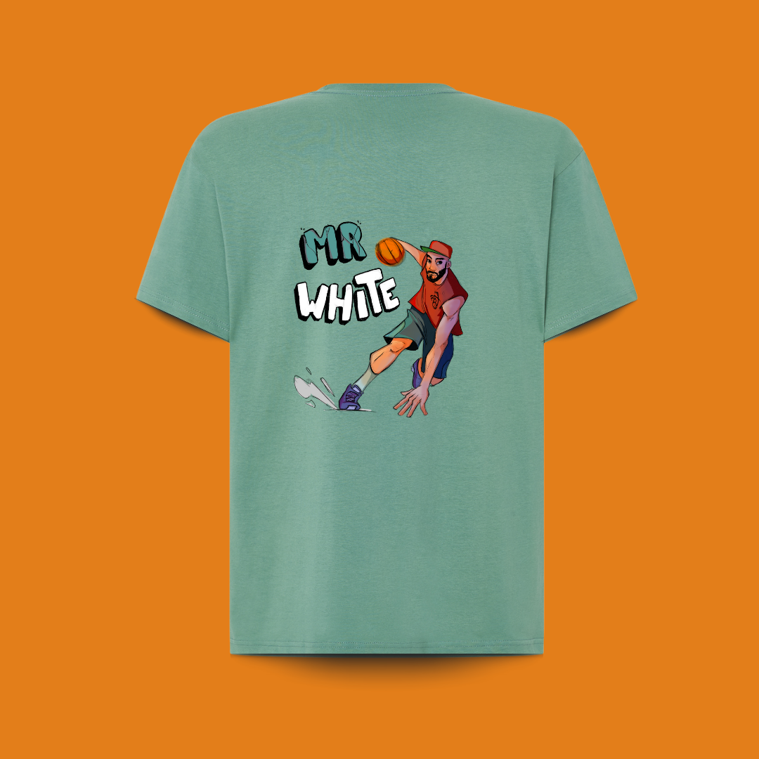 camiseta 100% algodón premium diseño mr. white espalda
