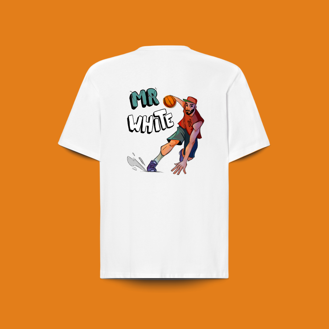 camiseta 100% algodón mr.white espalda para amantes del baloncesto