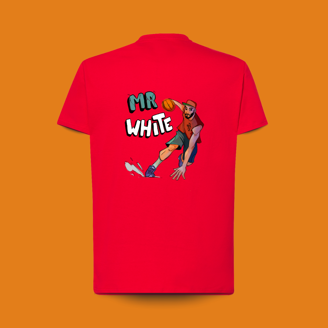 camiseta 100%algodón, premium color rojo con diseño en la espalda, para amantes del baloncesto