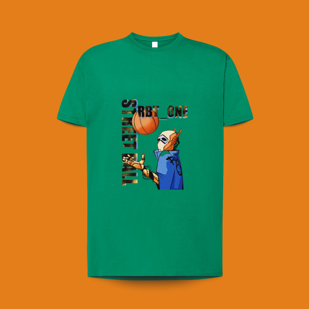 camiseta 100% algodón verdeRBT-ONE pecho. para amantes del baloncesto