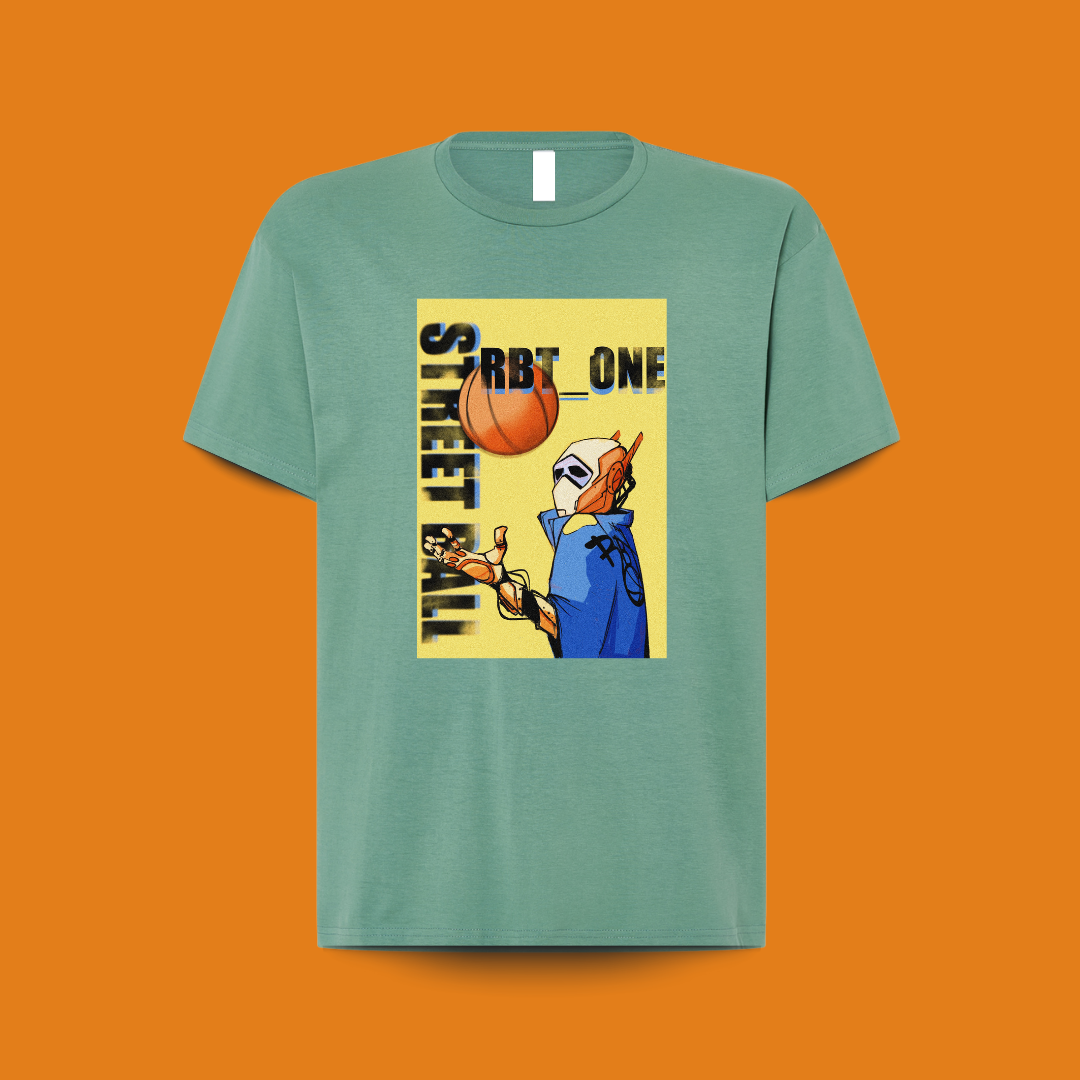 camiseta 100% algodón verde musgo RBT-One pecho. para amante del baloncesto