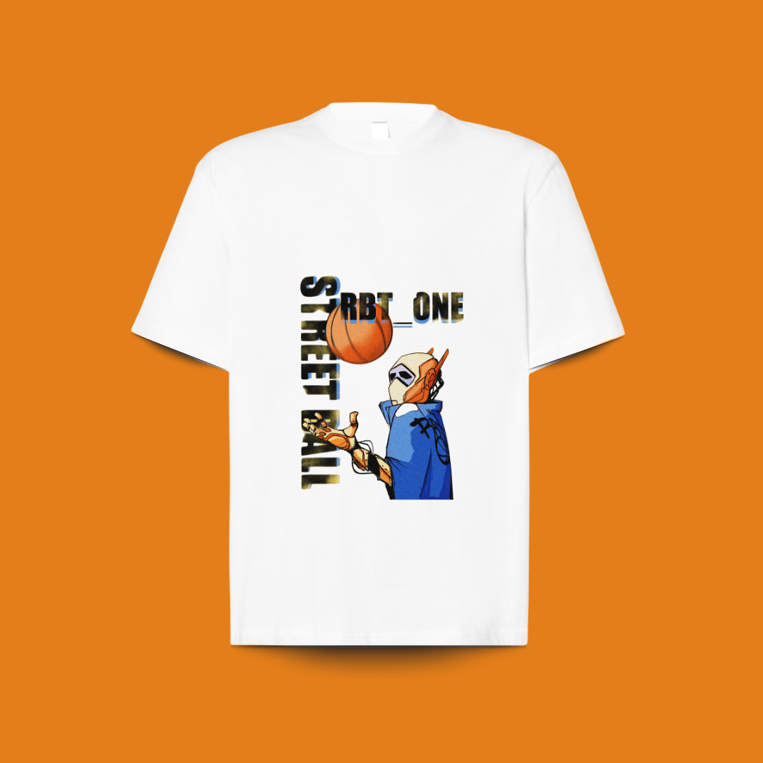 camiseta 100% algodón blanca RBT-ONE. para amantes del baloncesto
