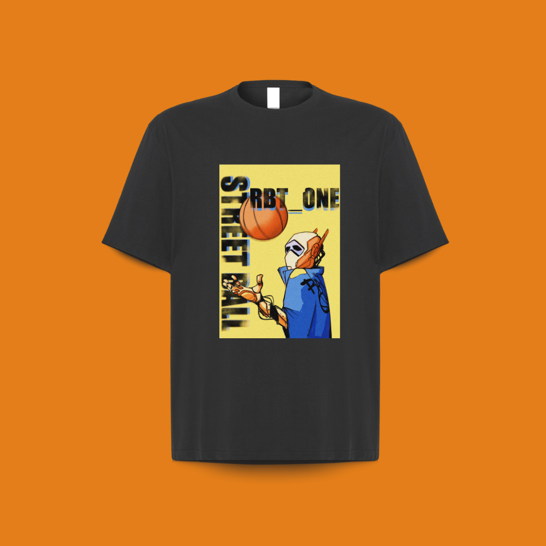 camiseta 100% algodón negra RBT-ONE. para amantes del baloncesto