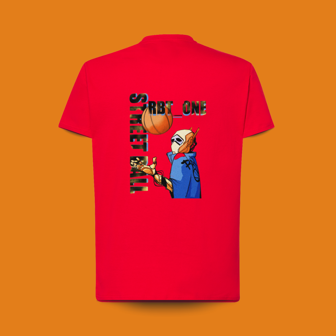 camiseta premium roja RBT-ONE espalda. para amantes del baloncesto