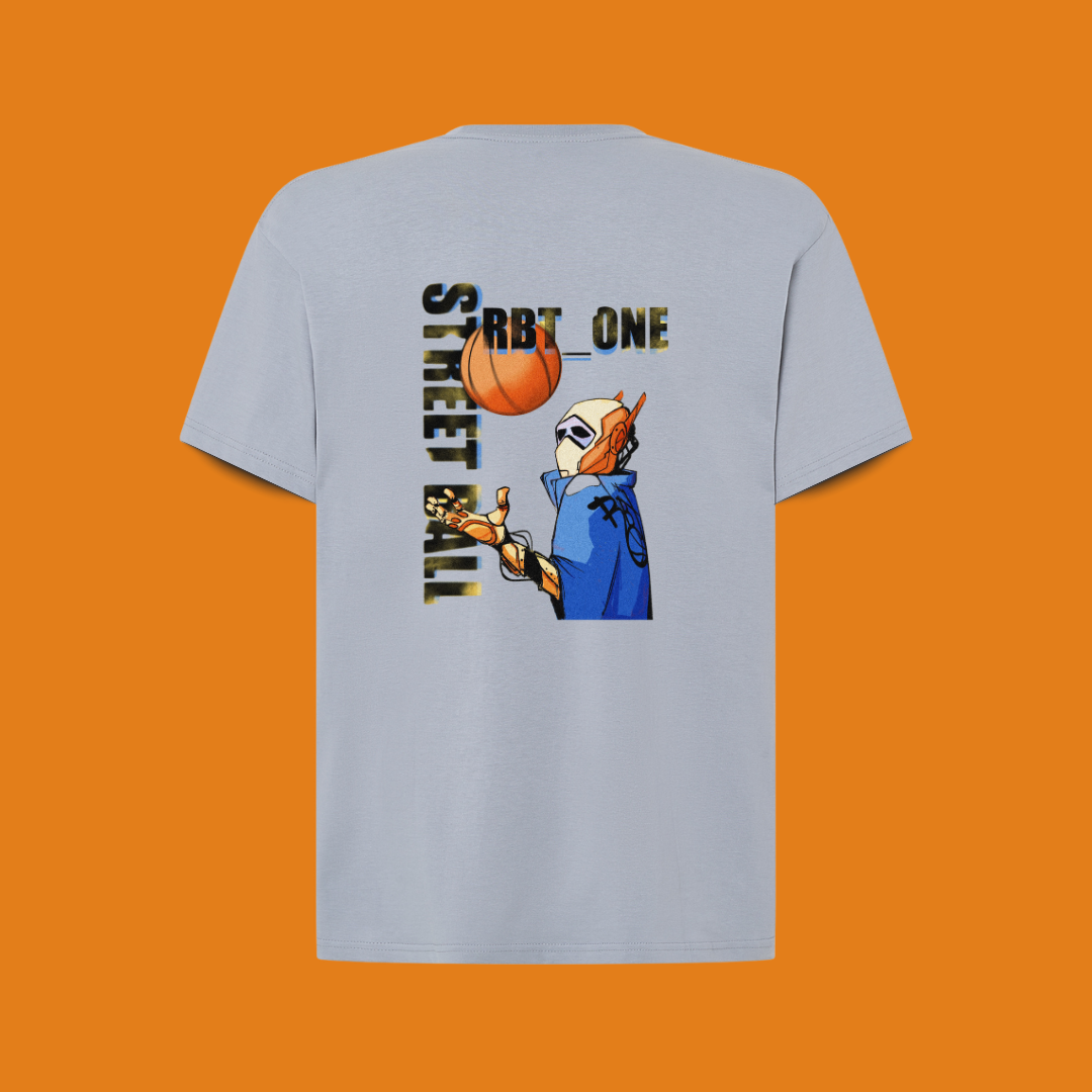 camiseta 100% algodón, silver RBT-ONE. para amantes del balocesto