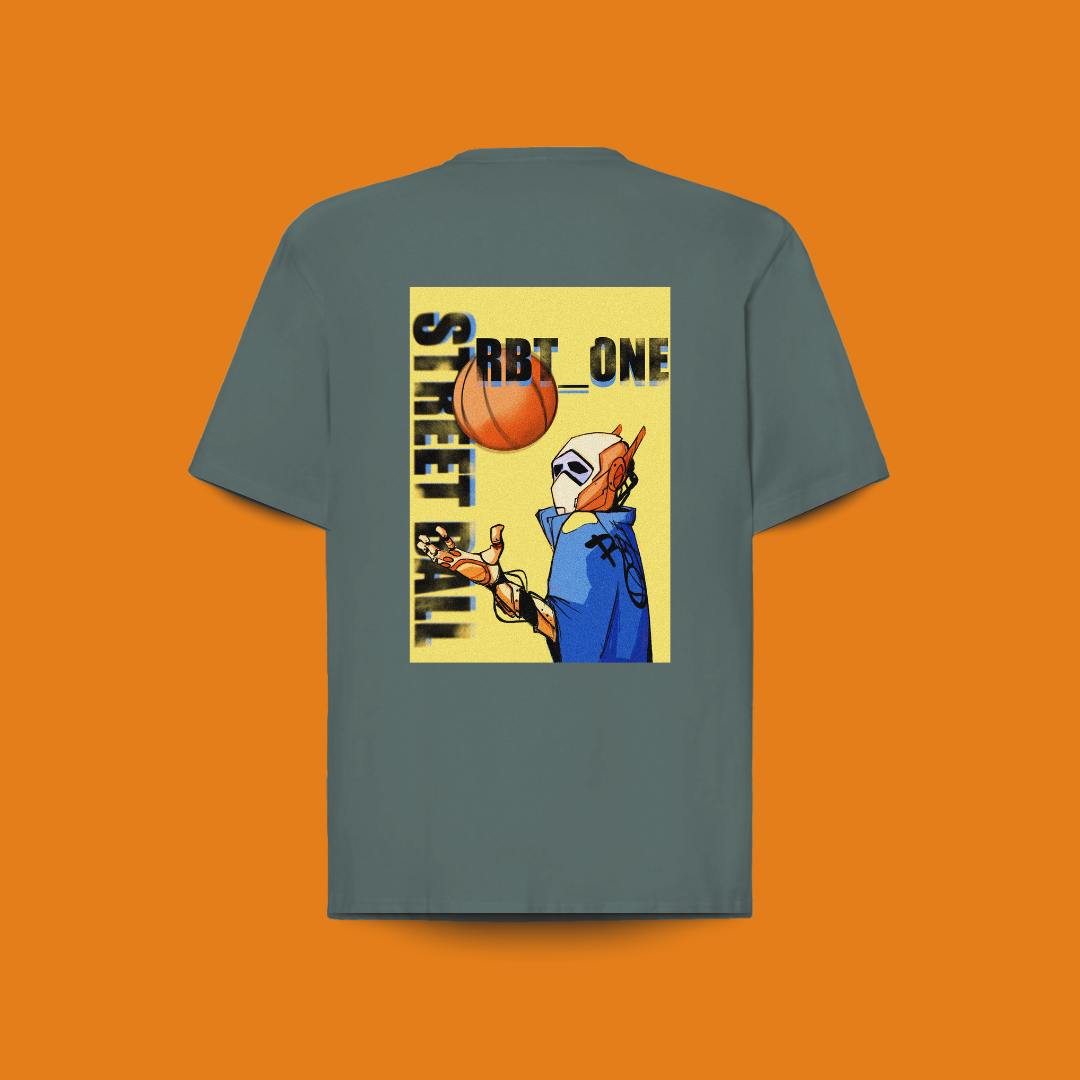 camiseta 100% algodón oversize, teal, RBT-ONE. para amantes del baloncesto