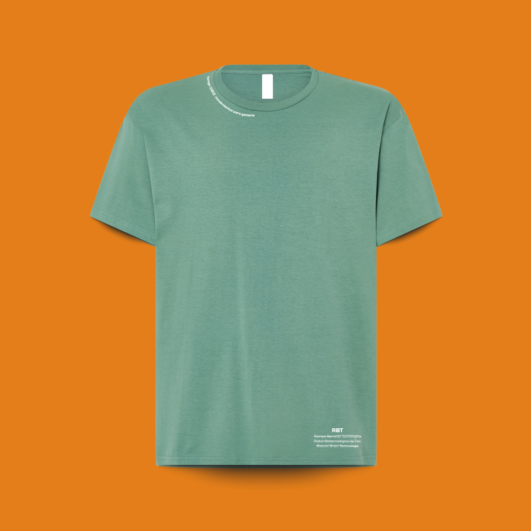 camiseta 100% algodón verde musgo, textos RBT-ONE pecho. para amante del baloncesto
