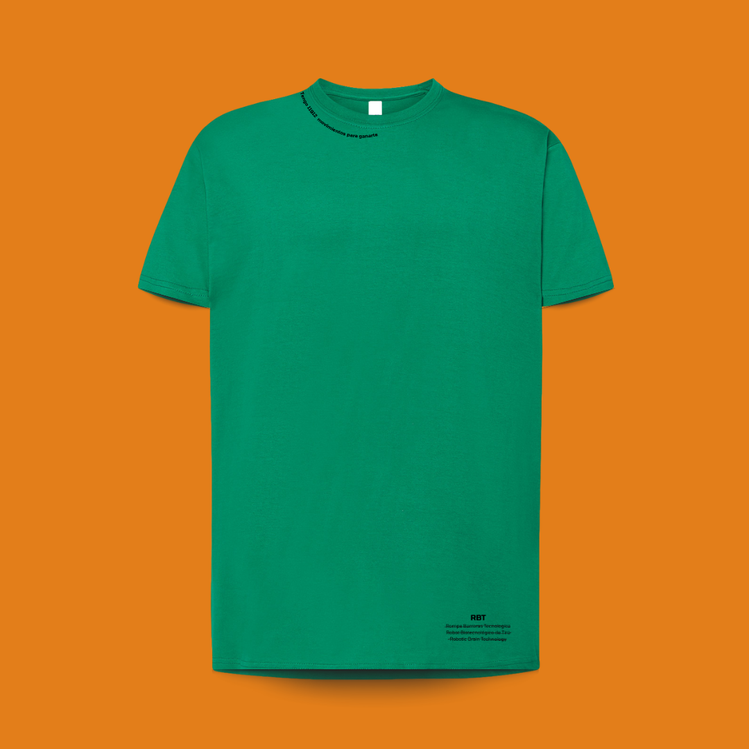 camiseta 100% algodón verde textos RBT-ONE. para amantes del baloncesto