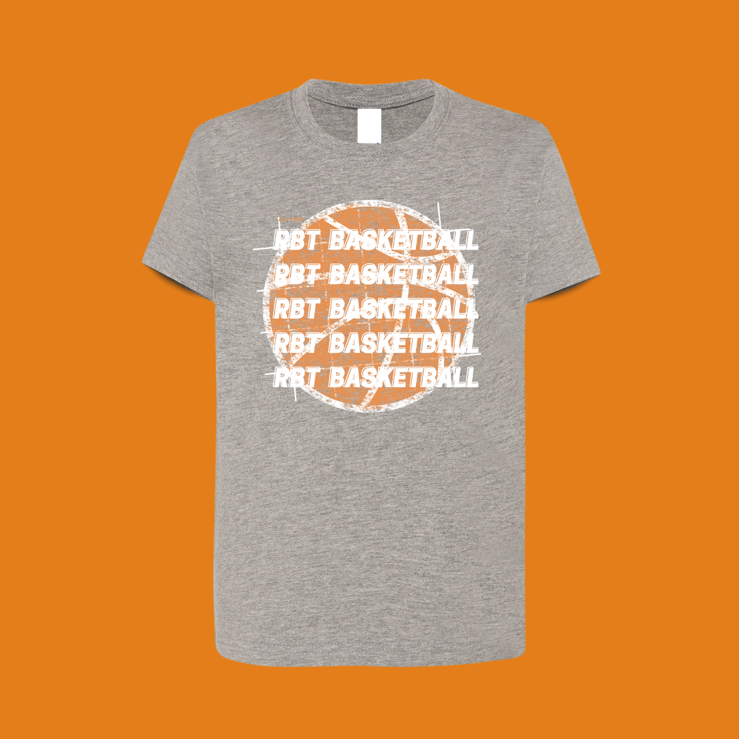 RBT Basketball repeat camiseta infantil gris 100% algodón para amantes del baloncesto