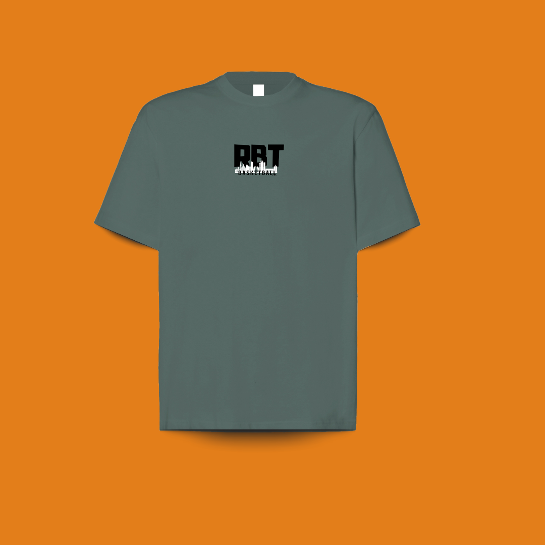 camiseta 100% algodón, color teal, diseño skyline, para amantes del baloncesto