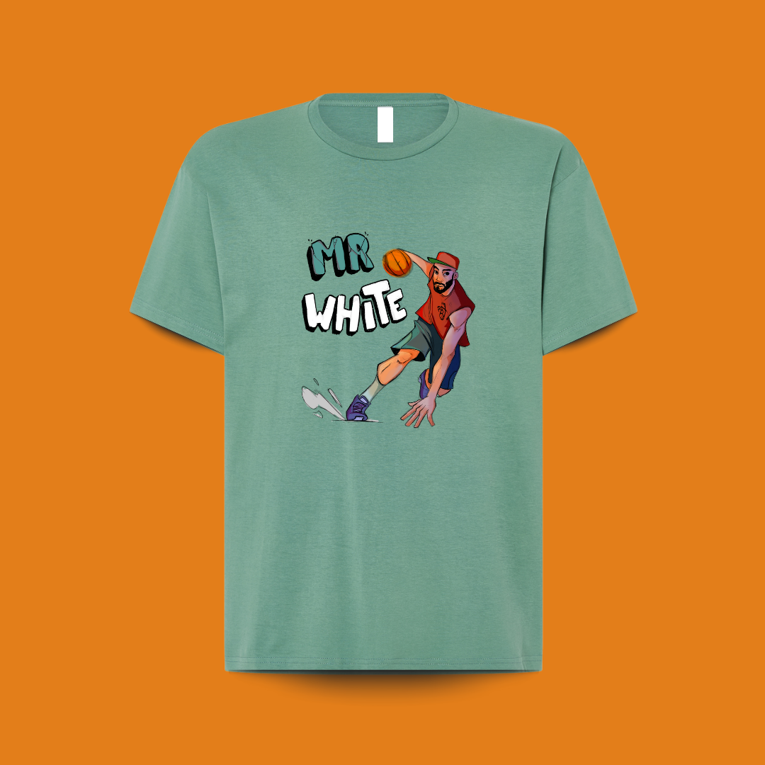 camiseta 100% algodón, color musgo, diseño streetball mr.white, para amantes del baloncesto