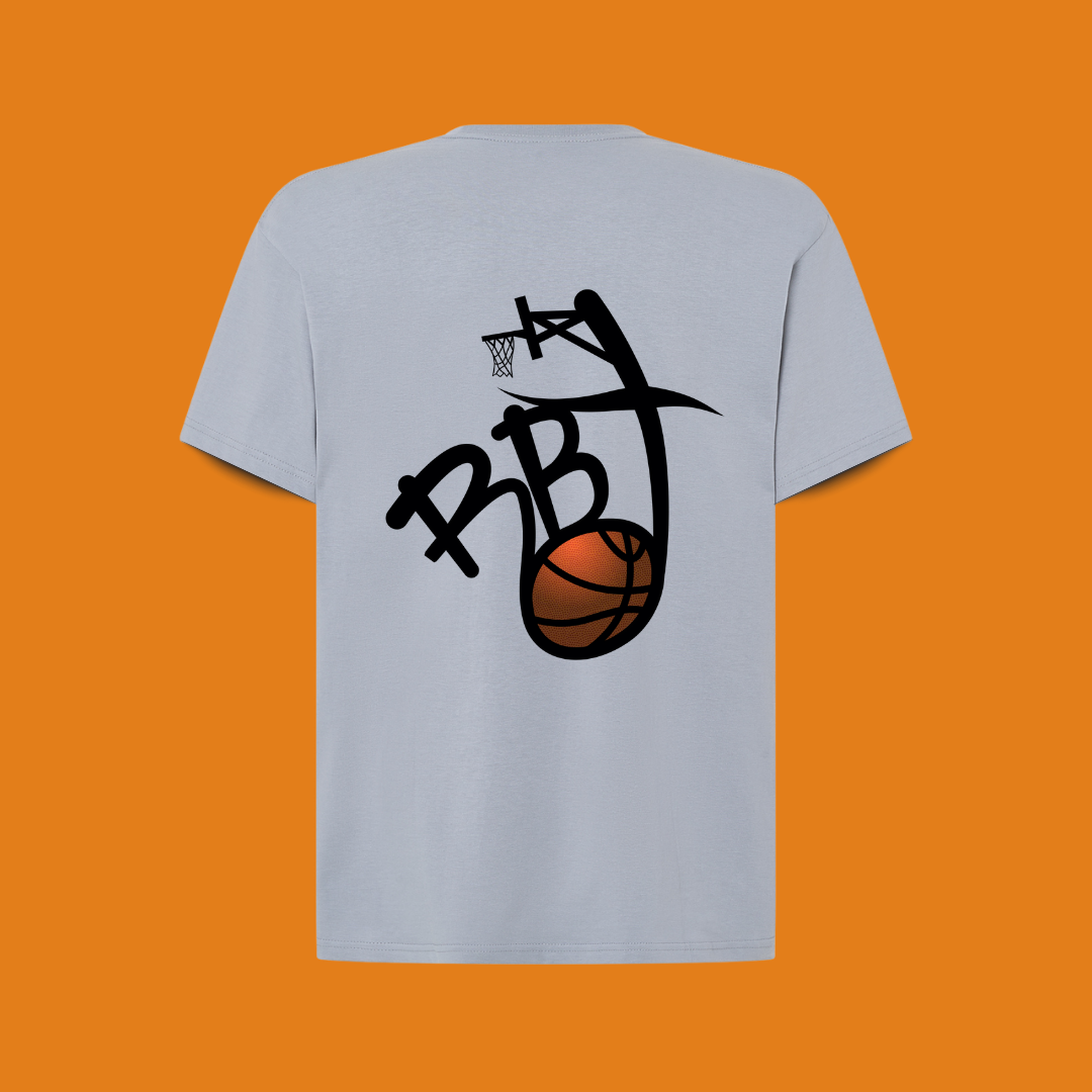 camiseta streetball origen, color silver, diseño espalda para amantes del baloncesto