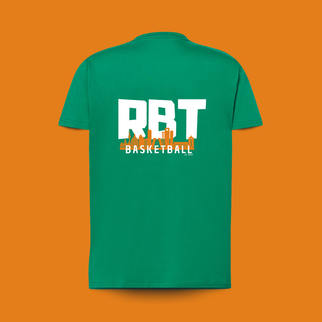 camiseta 100% algodón verde diseño espalda, para amantes del baloncesto