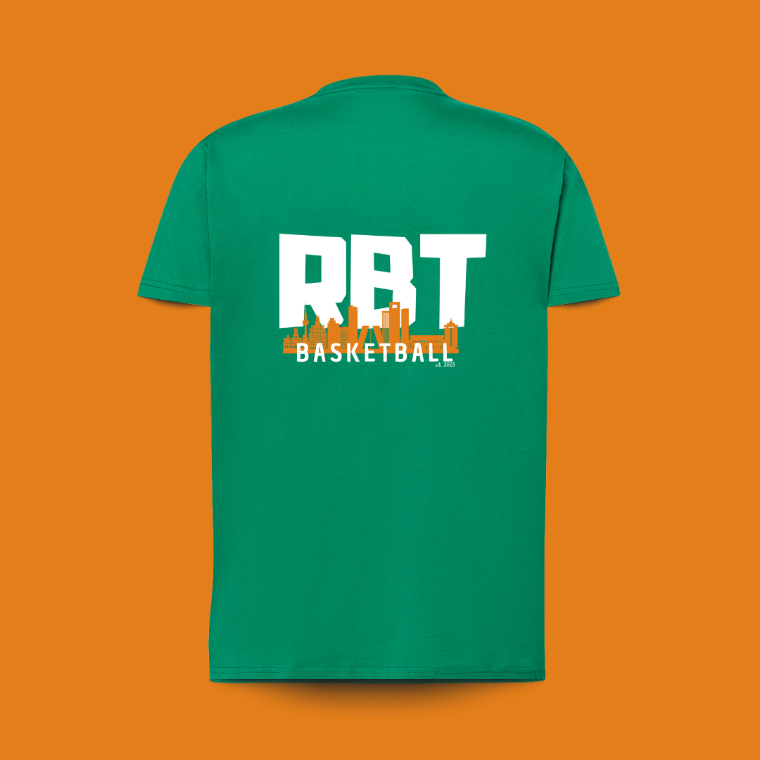 camiseta 100% algodón verde diseño espalda, para amantes del baloncesto
